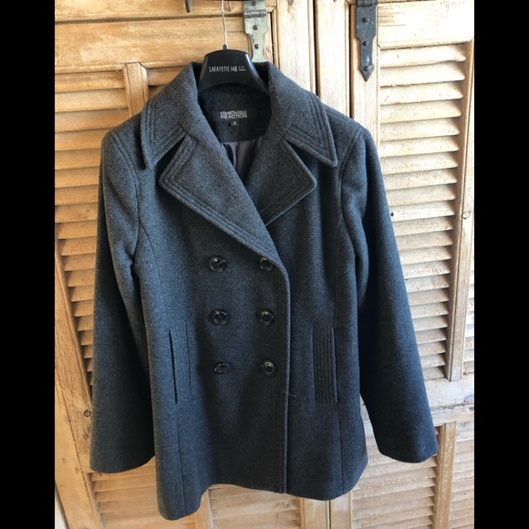 Kenneth Cole Reaction charcoal grey pea coat - Picture 1 of 7
